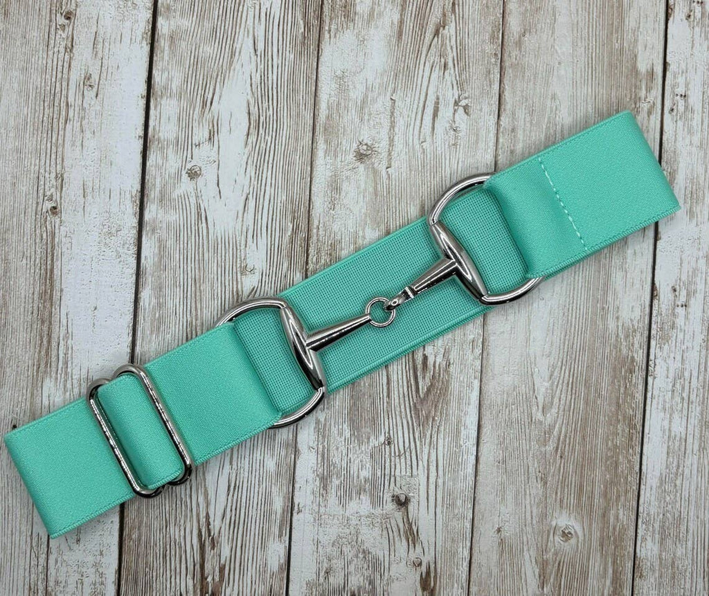 1.5" Equestrian Elastic Bit Buckle Belt - Solid Mint Green