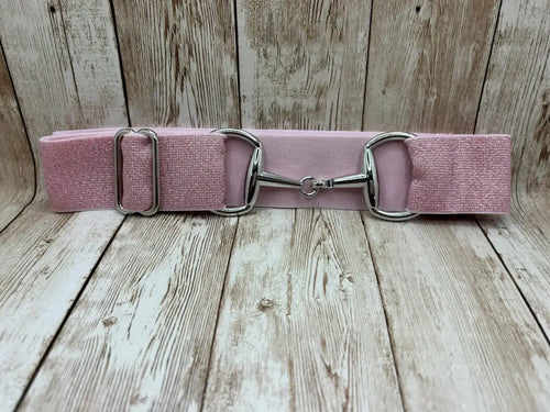1.5" Equestrian Elastic Bit Buckle Belt - Pink Glitter