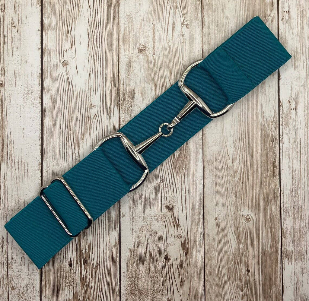 1.5" Equestrian Elastic Bit Buckle Belt - Solid Teal