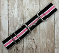 1.5" Equestrian Elastic Bit Buckle Belt - Black, Pink Stripe