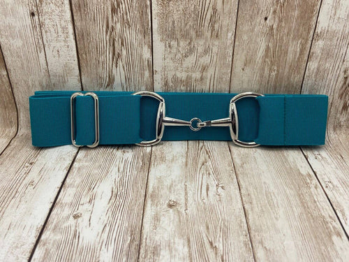 1.5" Equestrian Elastic Bit Buckle Belt - Solid Teal