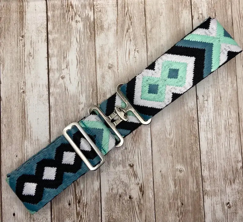2" Equestrian Surcingle Webbed Belt - Ocean Blue & Mint